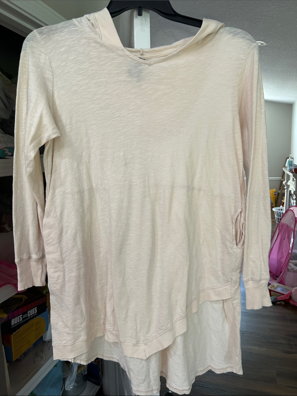 Agnes & Dora Light Cream Long Sleeve Hooded Tunic